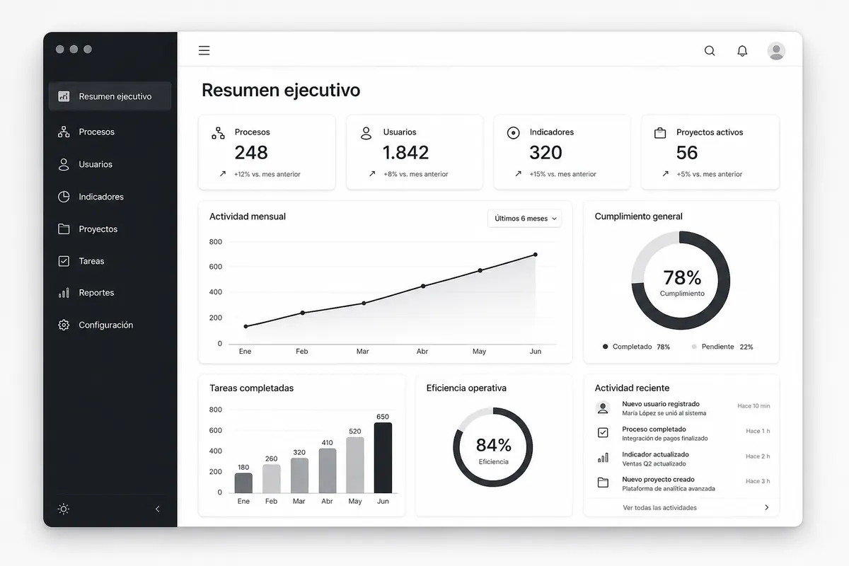 Dashboard ejecutivo de gestión desarrollado por Deltagroup